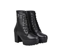Shoeopia Women's & Girls' Strappy Buckle Ankle Boots, black, 4 UK