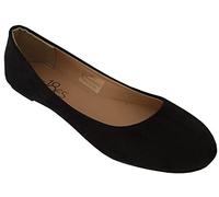 Shoes 18 Womens Classic Round Toe Ballerina Ballet Flat Shoes 8600 Black Micro UK 8