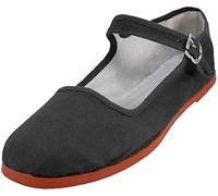 Shoes 18 Womens Cotton China Doll Mary Jane Shoes Ballerina Ballet Flats 114 Black Canvas UK 6