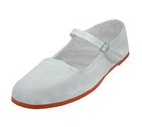 Shoes 18 Womens Cotton China Doll Mary Jane Shoes Ballerina Ballet Flats 114 White Canvas UK 4