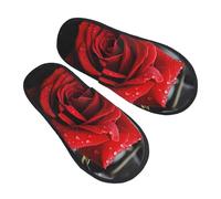 Shoes A Red Rose Reusable Slippers Soft Sliders For Big Kid Hotel Indoor L