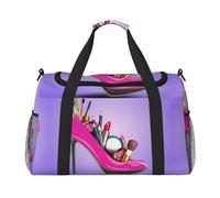 Shoes and Makeup Print Hand Travel Bag Ideal for Long-Distance Travel and Daily Use