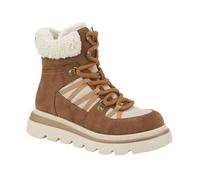 Shoes By Emma Faux Leather and Mesh Lace Up and Zip Fastening Teddy Fleece Collar Warm Lined Winter Hiker Boots (Camel, UK Footwear Size System, Adult, Women, Numeric, Medium, 6)