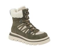 Shoes By Emma Faux Leather and Mesh Lace Up and Zip Fastening Teddy Fleece Collar Warm Lined Winter Hiker Boots (Khaki, UK Footwear Size System, Adult, Women, Numeric, Medium, 8)