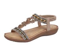 Shoes By Emma Ladies Bead T-Bar Bohemian Slingback Flat Sandals - Estepona - Nude - UK 4