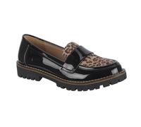 Shoes By Emma Ladies Loafer with Chunky Chain Trim Sizes 4-8 (Black Leopard 1, UK Footwear Size System, Adult, Women, Numeric, Medium, 7)