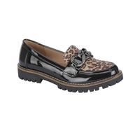 Shoes By Emma Ladies Loafer with Chunky Chain Trim Sizes 4-8 (Black Leopard, UK Footwear Size System, Adult, Women, Numeric, Medium, 7)