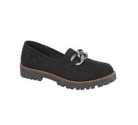 Shoes By Emma Ladies Loafer with Chunky Chain Trim Sizes 4-8 (Black MF, UK Footwear Size System, Adult, Women, Numeric, Medium, 7)