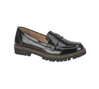 Shoes By Emma Ladies Loafer with Chunky Chain Trim Sizes 4-8 (Black Shiney 1, UK Footwear Size System, Adult, Women, Numeric, Medium, 6)