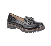 Shoes By Emma Ladies Loafer with Chunky Chain Trim Sizes 4-8 (Black Shiney, UK Footwear Size System, Adult, Women, Numeric, Medium, 4)