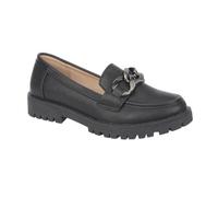 Shoes By Emma Ladies Loafer with Chunky Chain Trim Sizes 4-8 (Black, UK Footwear Size System, Adult, Women, Numeric, Medium, 6)