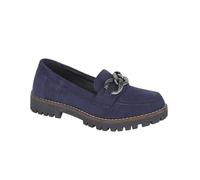 Shoes By Emma Ladies Loafer with Chunky Chain Trim Sizes 4-8 (Navy MF, UK Footwear Size System, Adult, Women, Numeric, Medium, 8)