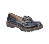 Shoes By Emma Ladies Loafer with Chunky Chain Trim Sizes 4-8 (Navy Shiney, UK Footwear Size System, Adult, Women, Numeric, Medium, 4)
