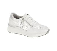 Shoes by Emma Women’s Wedge Trainer with Side Zip - Lightweight Comfort Trainer with Cushioned in-Sole, Lace-Up Casual Shoe (White 1, UK Footwear Size System, Adult, Women, Numeric, Medium, 7)