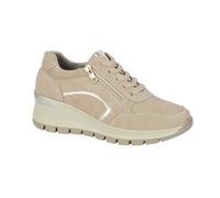 Shoes by Emma Women’s Wedge Trainer with Side Zip - Lightweight Comfort Trainer with Cushioned in-Sole, Lace-Up Casual Shoe (Beige, UK Footwear Size System, Adult, Women, Numeric, Medium, 6)