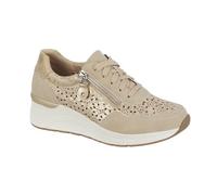 Shoes by Emma Women’s Wedge Trainer with Side Zip - Lightweight Comfort Trainer with Cushioned in-Sole, Lace-Up Casual Shoe (Beige 1, UK Footwear Size System, Adult, Women, Numeric, Medium, 6)
