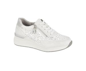 Shoes by Emma Women’s Wedge Trainer with Side Zip - Lightweight Comfort Trainer with Cushioned in-Sole, Lace-Up Casual Shoe (White 1, UK Footwear Size System, Adult, Women, Numeric, Medium, 8)