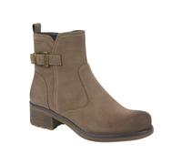 Shoes By Emma Women's Faux Nubuck Suede Leather Side-Zip with Buckle Detail Block Heel Ankle Boots (Taupe, UK Footwear Size System, Adult, Women, Numeric, Medium, 6)