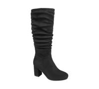 Shoes By Emma Womens Knee-High Ruched Block Heel Boots | Faux Suede, Inside Zip, Slouch Design, Long Leg, Ladies Footwear