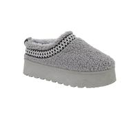 Shoes By Emma Womens Platform Chunky Sole Faux Suede Fleece and Faux Fur Lined Braided Trim Mule Slipper Boots (Grey Fleecy, UK Footwear Size System, Adult, Women, Numeric, Medium, 6)