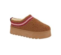 Shoes By Emma Womens Platform Chunky Sole Faux Suede Fleece and Faux Fur Lined Braided Trim Mule Slipper Boots (Chestnut Fleecy, UK Footwear Size System, Adult, Women, Numeric, Medium, 7)