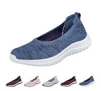 Shoes Clearance UK Slip on Trainers Womens Wide Fit Wedge Trainers Breathable Hollow Mesh Walking Sneakers Comfortable Low Top Flat Active Sneaker Comfy Shoes for Women Standing All Day Blue 5