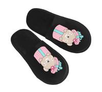 Shoes Cute Doodle Bear Sitting Inside The Gift Box Comfy Slippers Anti-Skid Cotton Slippers For Home Hotel Big Kid L
