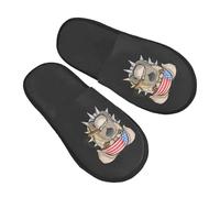 Shoes Dog Wearing An American Flag Bandana Soft Slippers Comfy Sliders For Winter Big Kid Indoor M