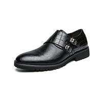 Shoes Dress Oxford for Men Slip On Two Tone Double Monk Strap Vegan Leather Anti-Slip Low Top Slip Resistant Outdoor Suitable for Many Occasions (Color : Black, Size : 9 UK)