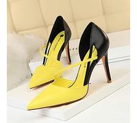 Shoes Female Stiletto High Heels Women Heels Sexy Shoes Female Party Wedding Heels Pointed Toe-Yellow Black,39