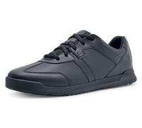 Shoes for Crews Men's Vegan Leather Slip-Resistant Work Sneakers - Comfortable, Water-Repellant, Non-Slip, Removable Insoles, Ideal for Restaurant Catering Kitchen, Chef-Footwear - Freestyle II Black