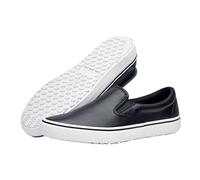 Shoes for Crews Unisex Slip-Resistant Work Sneakers - Comfortable, Lightweight, Water-Resistant & Non-Slip Work Shoes - Ideal for Men & Women in Catering, Restaurant, Kitchen - Merlin Black White