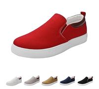 Shoes for Men Size 9 Gym Pumps Flat Sneaker Canvas Lace Up Skate Sneaker Pumps Trainers Low-Top Sneakers Sporty Outdoor Trainers Sneakers Red