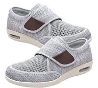 Shoes for Men with Swollen Feet Men's Wide Width Walking Shoes with Adjustable Closure Lightweight for Diabetic Edema Plantar Fasciitis Bunions Arthritis Swollen Feet,Light Gray,47 EU