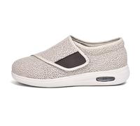 Shoes for Men Women Extra Wide Fit Elderly Orthopedic Shoes Adjustable Mesh Slip On Walking Sneakers for Swollen Feet Plantar Fasciitis Medical Shoes Memory Foam(A8125) Beige