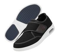 Shoes for Swollen Feet Men Mens Slip on Trainers Edema for Extra Wide Slippers Orthopedic Arthritis Toe Walking for Elderly Widening with Adjustable Closure Lightweight Diabetic(Black,7.5 UK)