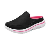 Shoes For Women Couple Casual Solid Colour Wrapped Toe Flyweave Mesh Breathable Half Flip Flops Large Size Casual Shoes