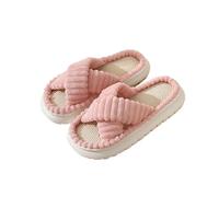 Shoes for Women Linen Home Indoor Anti Four Season Cotton Linen Slippers Women'S House Shoes (Pink, 7)