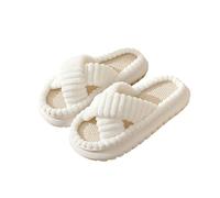 Shoes for Women Linen Home Indoor Anti Four Season Cotton Linen Slippers Women'S House Shoes (White, 7)