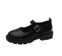 Shoes for Women Vintage Round Toe Black Mary Jane Shoe Sweet Girls Low Heel Platform Lolita Loafers Size 44 Women's Pumps(Black,44)