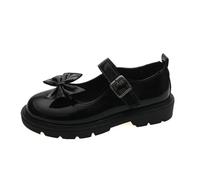 Shoes for Women Vintage Round Toe Black Mary Jane Shoe Sweet Girls Low Heel Platform Lolita Loafers Size 44 Women's Pumps(Black Bow,38)