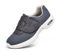 Shoes for Women with Swollen Feet Womens Slippers Moccasin Wide Fit Slip On Outdoor Plantar Fasciitis Arthritis Edema Adjustable Closure Elderly,Grey,37.5 EU