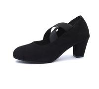 Shoes for Women Women's Velour Dirndl Shoes with Straps Elegant Dance Ankle Strap Heel for Weddings Oktoberfest and Party Black