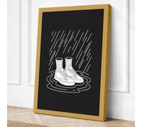 Shoes in the Rain Minimalist Canvas Wall Art Print 18x12 Inch (46 x 30 cm)