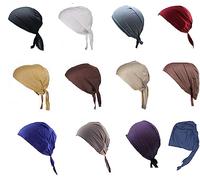 Shoes Lane®12x Assorted for Girls Tie Back Assorted Colour Under Hijab Bonnet Cap Head Cover Adjustable Bonnet Turban Islamic Muslim Scarf Caps Underscarf Elastic Head Wraps Cap for Girls