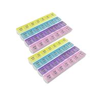 SHOES LANE 2 X Monthly Pill Organiser 28 Compartments 7 Days Pill Planner Portable Travel Medication Organiser