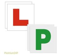SHOES LANE®4 Pack of L & P Car Plates Fully Magnetic Exterior Non Scratch