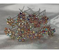 Shoes Lane® AB Crystal Hair Pins Stunning Diamante for Bridal Wedding 20x, 40x, 60x 80x,100x. (40x)