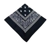 SHOES LANE® Cotton Bandana Paisley Mouth Protection Neckwear Head Scarf Wrap Band (Black)