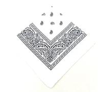 SHOES LANE® Cotton Bandana Paisley Mouth Protection Neckwear Head Scarf Wrap Band (White)